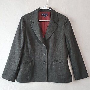 Evan Picone Women’s Gray Pin Stripe Lined Suit Jacket Blazer Size 16 3 Button